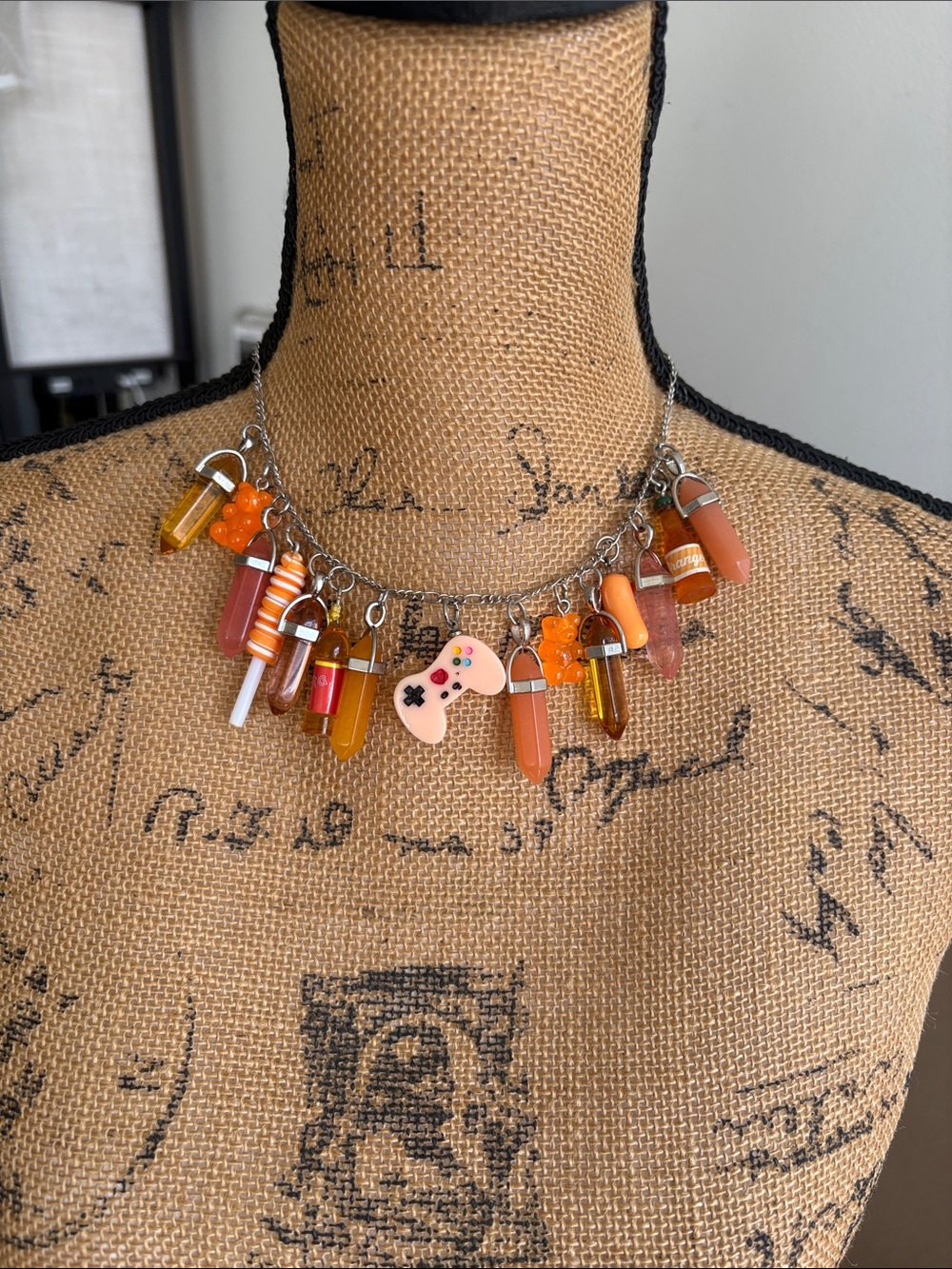 Orange Multi-Charm Necklace
